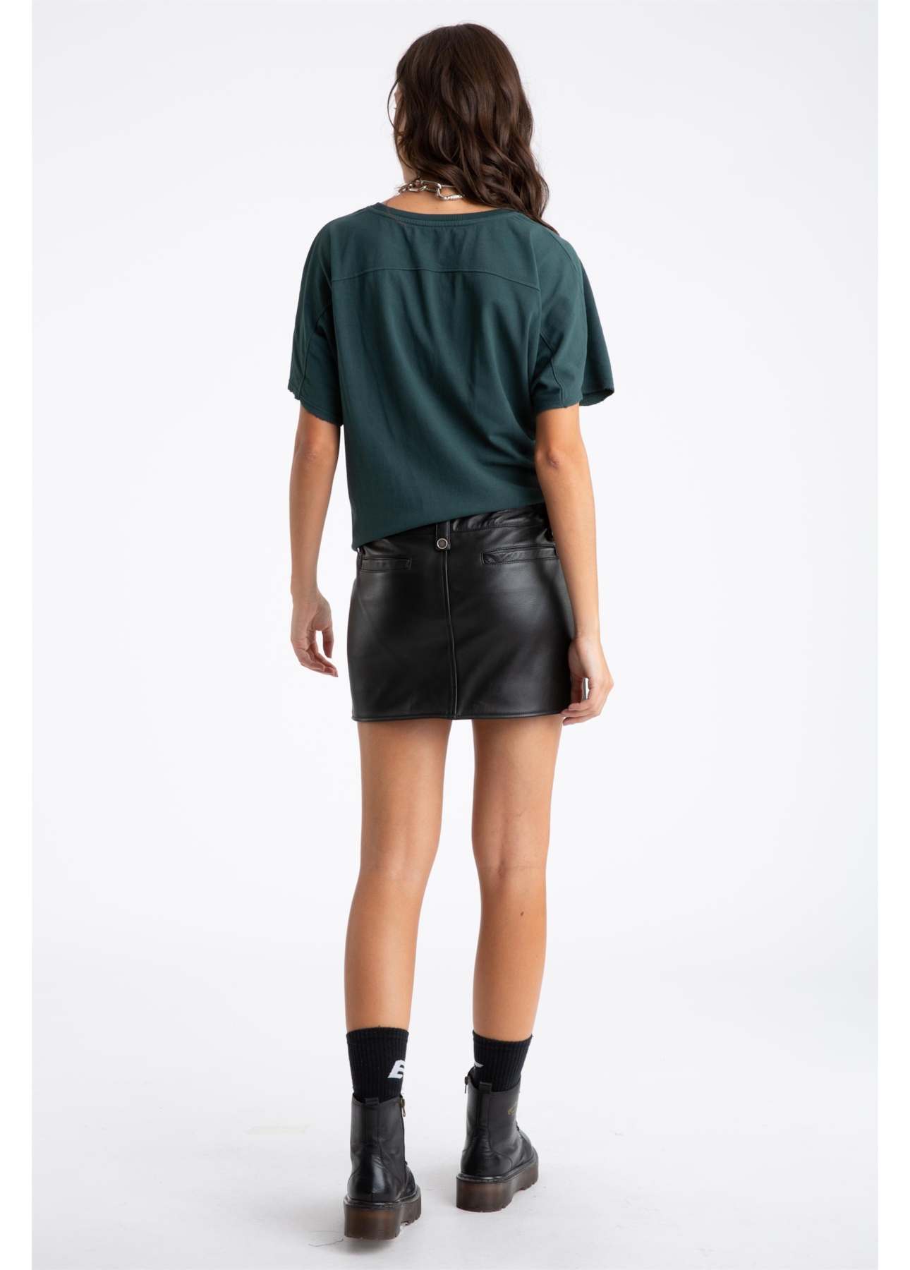 Saia Natural Leather Skirt Preto