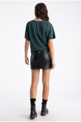 Saia Natural Leather Skirt Preto