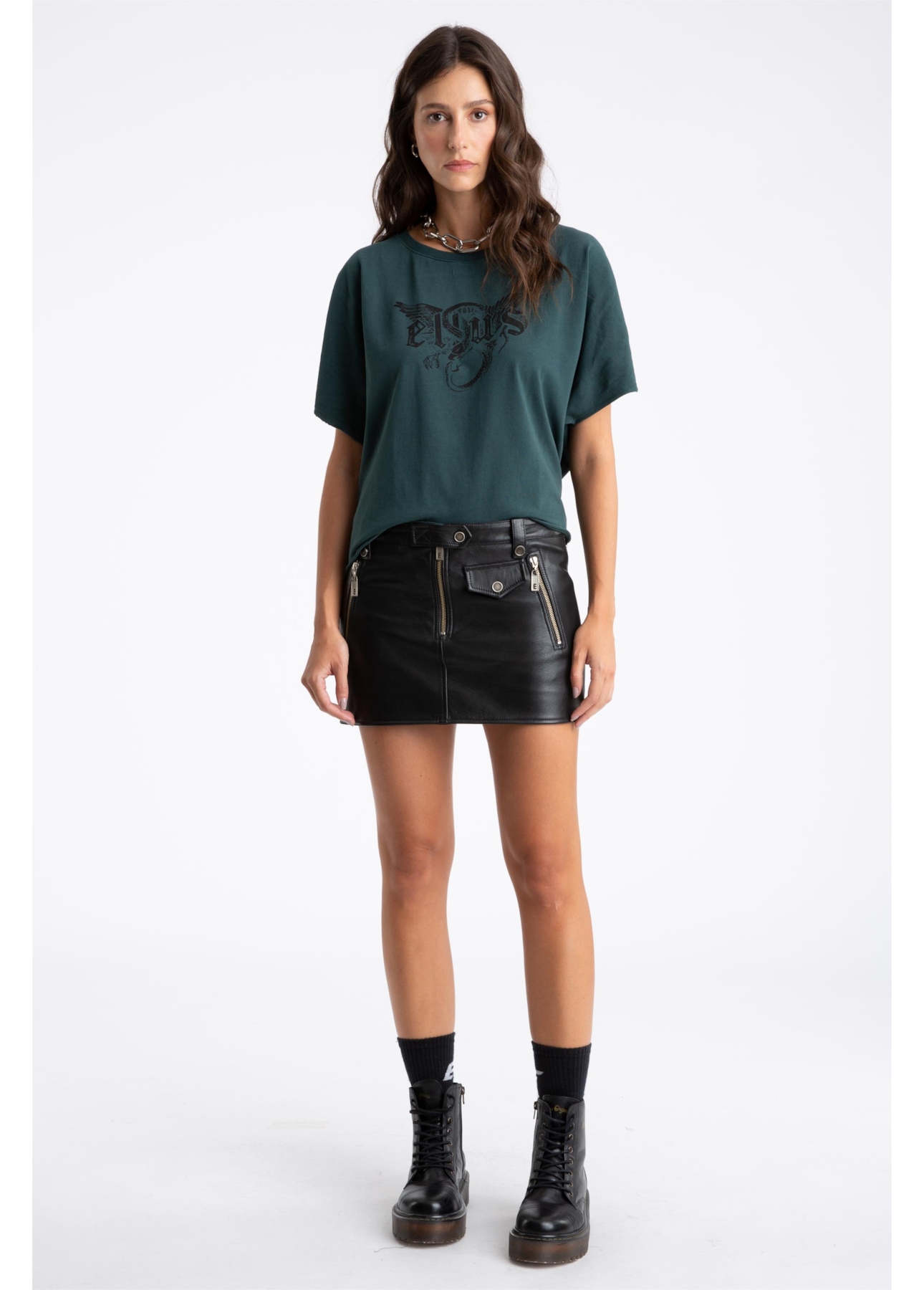 Saia Natural Leather Skirt Preto