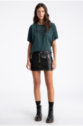 Saia Natural Leather Skirt Preto