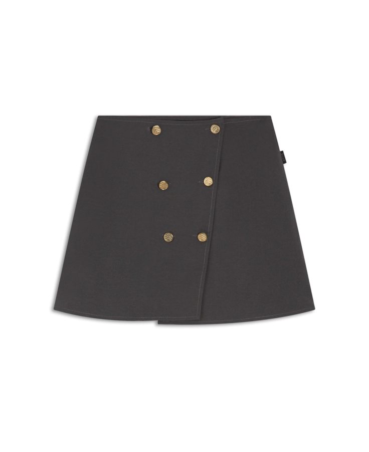 Saia Ny Twill Pleat Buttons Cinza Medio