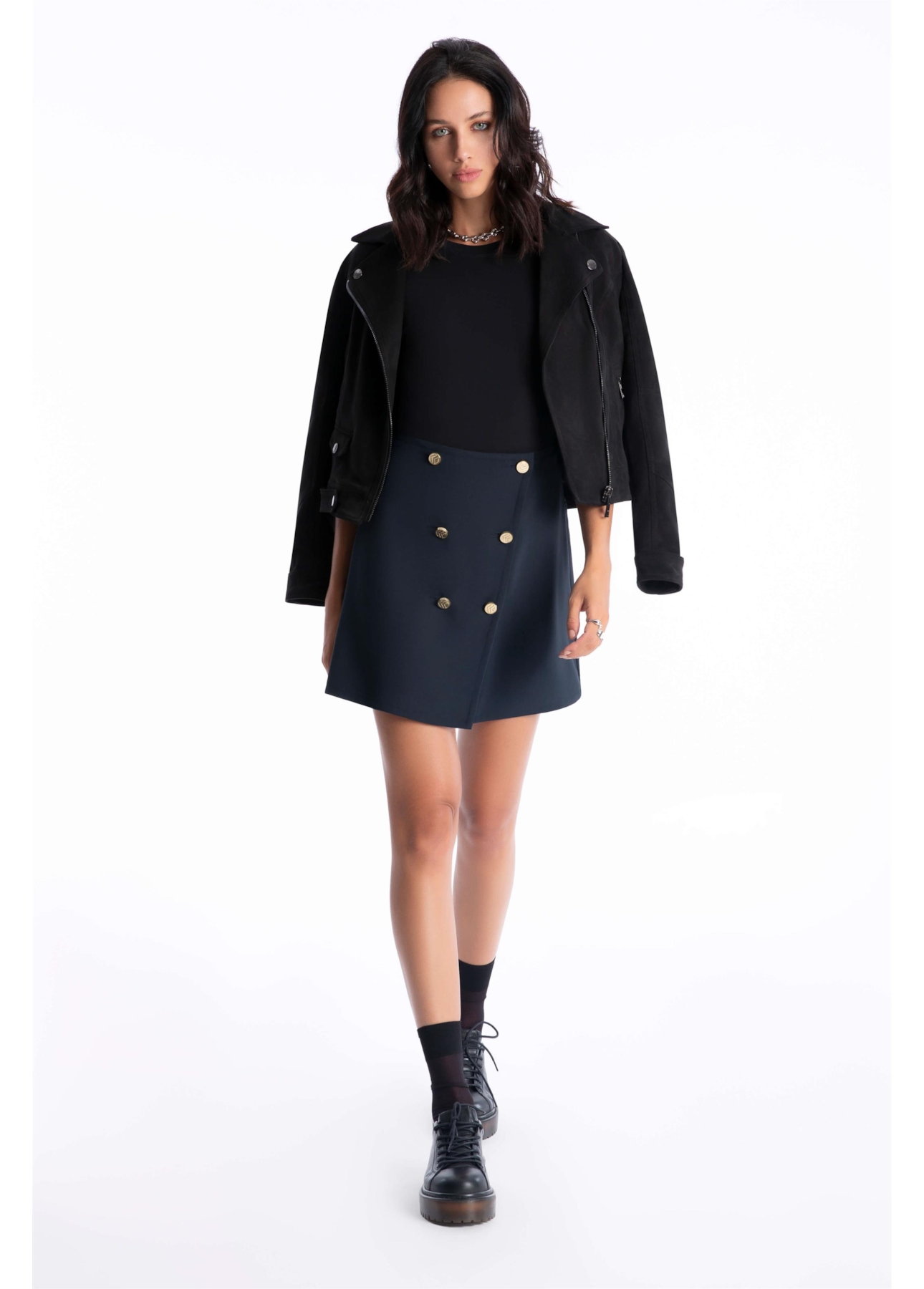 Saia Ny Twill Pleat Buttons Marinho