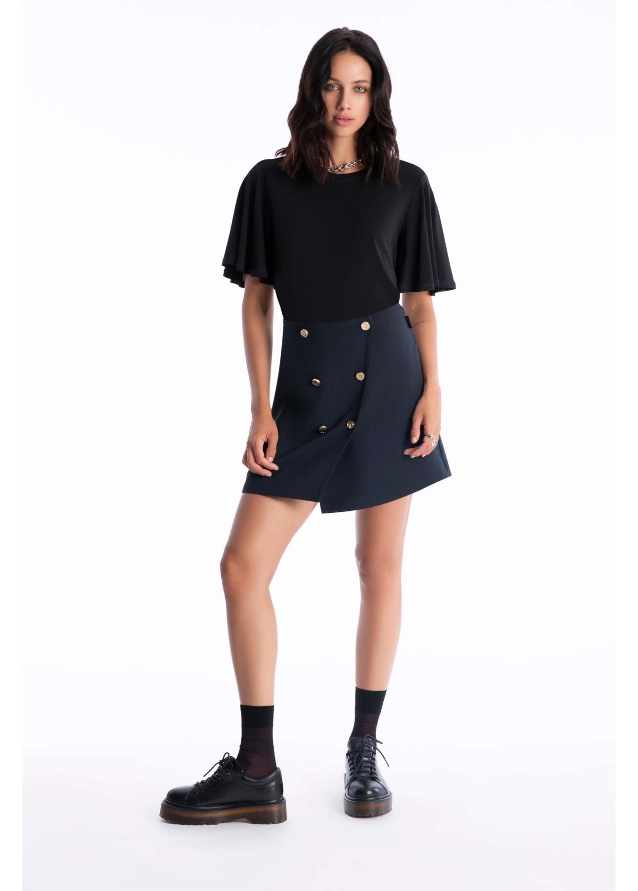 Saia Ny Twill Pleat Buttons Marinho