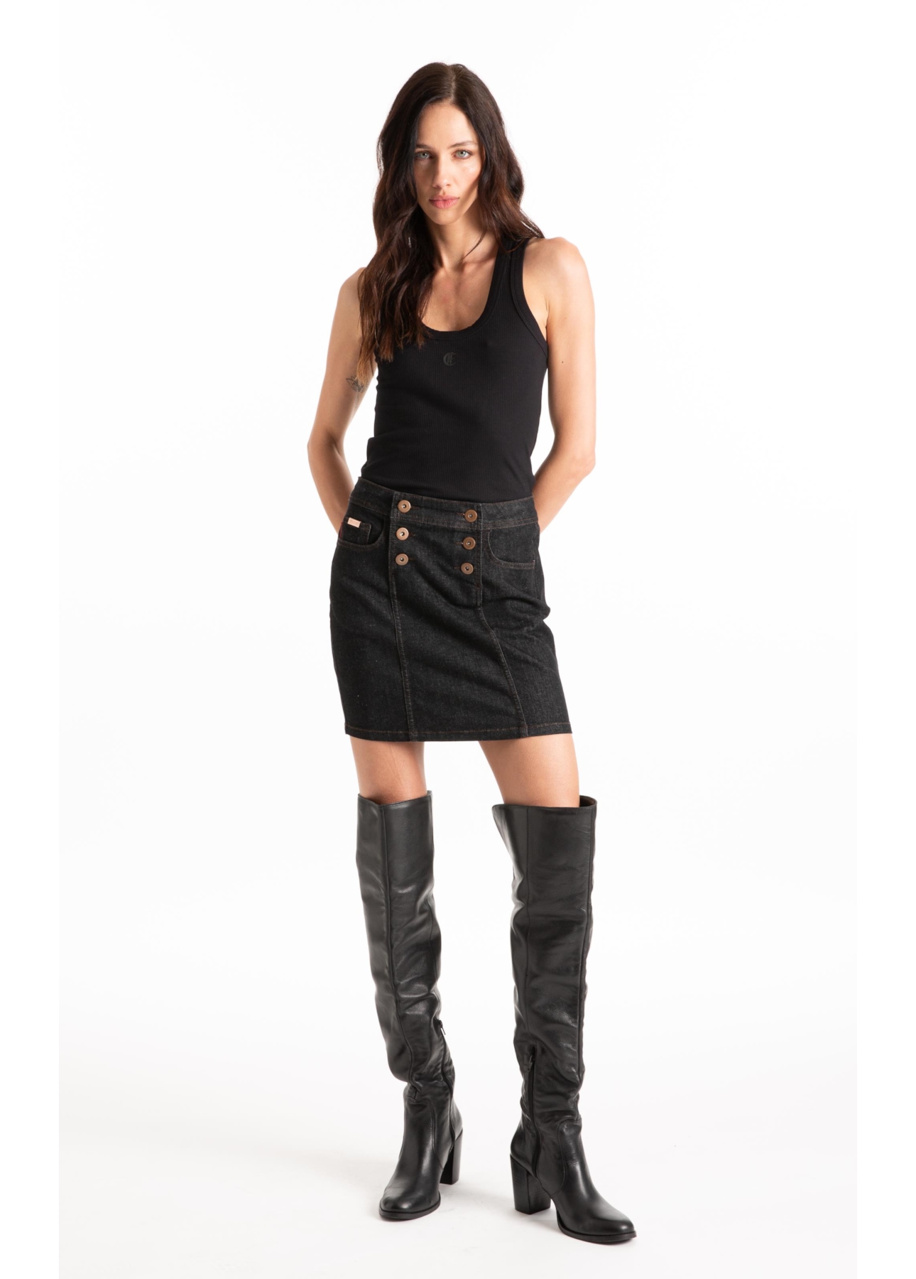 Saia Ocean Elastic Botoes  Amaciado