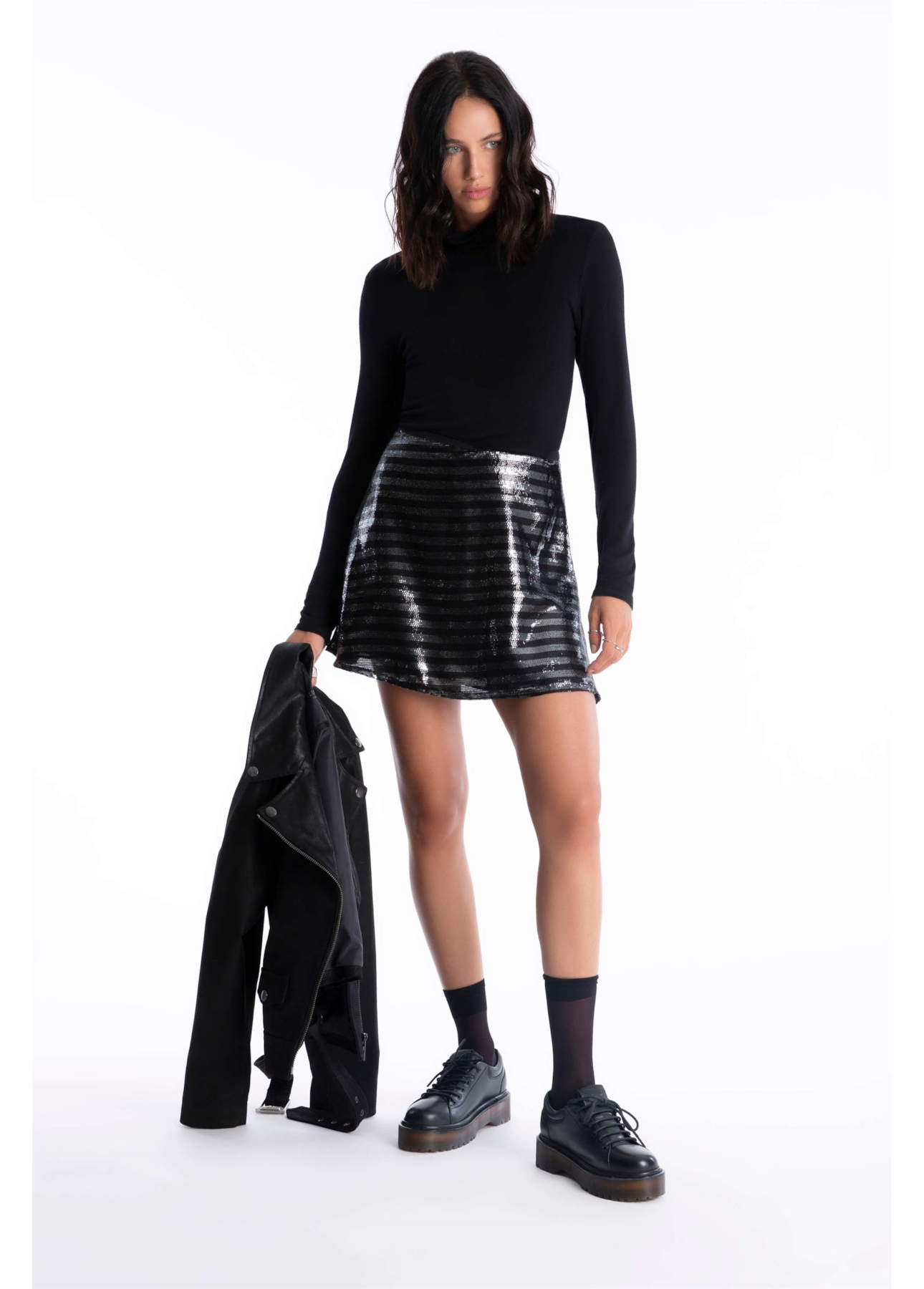 Saia Paete Stripes Gode Preto