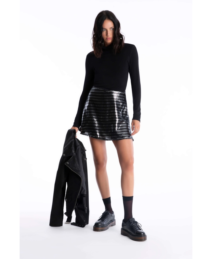 Saia Paete Stripes Gode Preto
