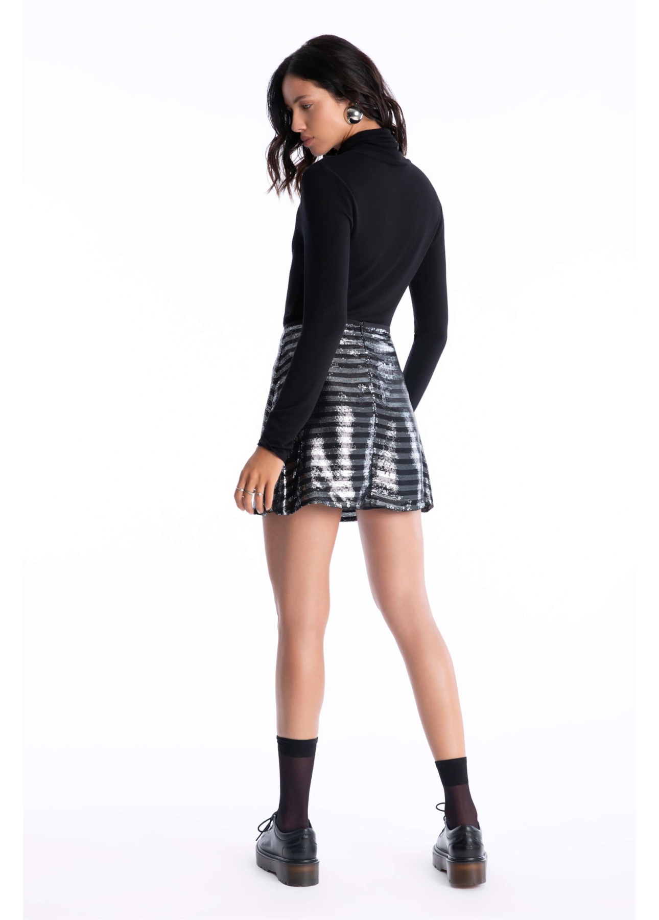 Saia Paete Stripes Gode Preto