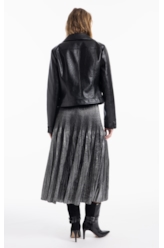 Saia Plaeated Foil Skirt Prata
