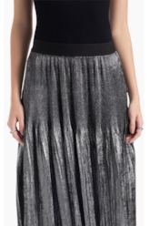 Saia Plaeated Foil Skirt Prata