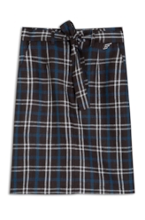 Saia Plaid Straight Midi Faixa Preto