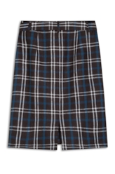 Saia Plaid Straight Midi Faixa Preto