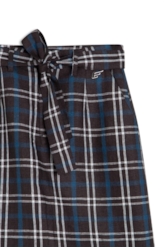 Saia Plaid Straight Midi Faixa Preto