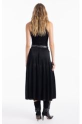Saia Pleated Midi Preto