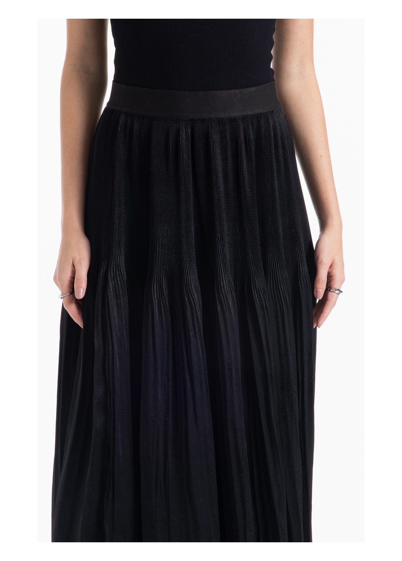 Saia Pleated Midi Preto