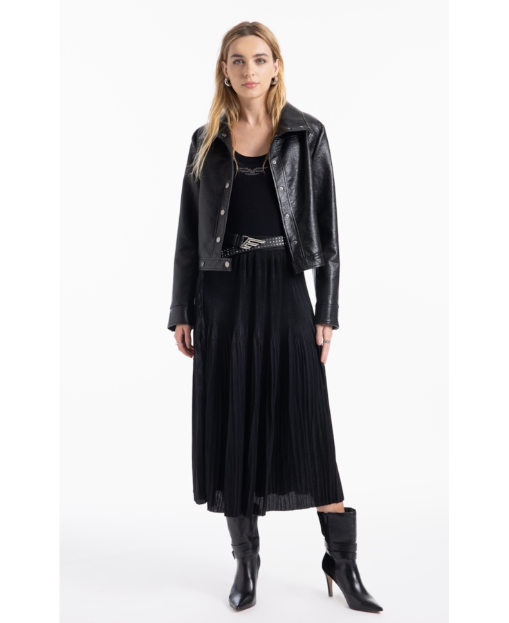 Saia Pleated Midi Preto