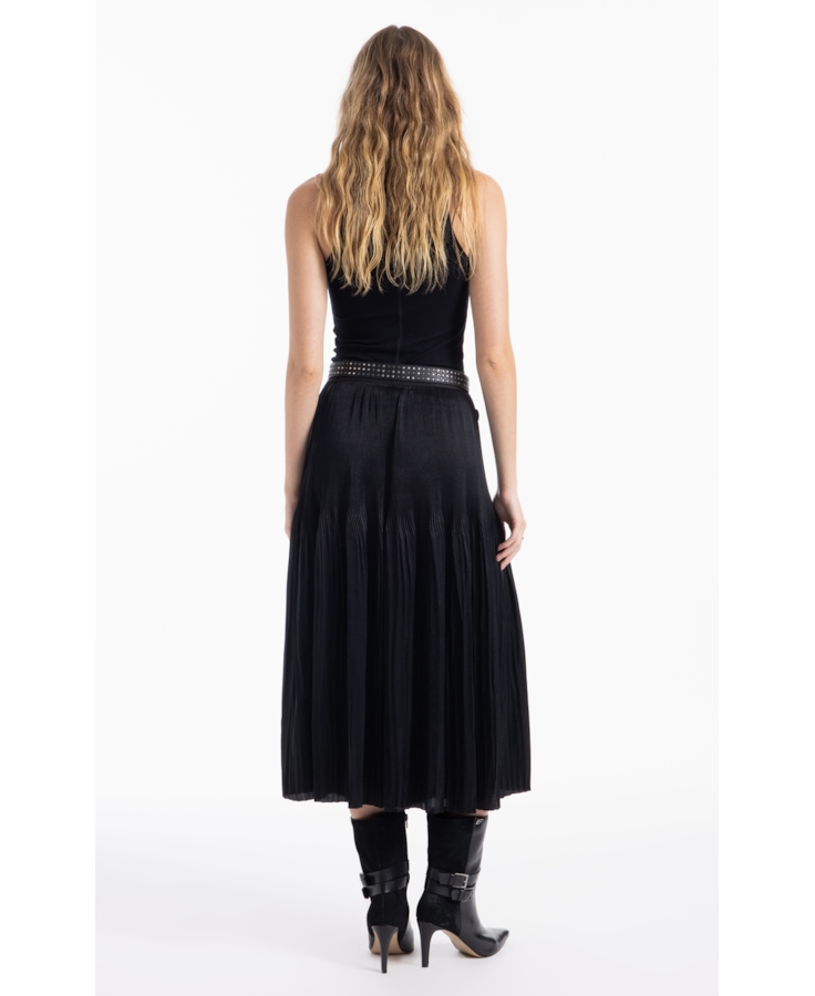 Saia Pleated Midi Preto