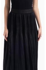 Saia Pleated Midi Preto