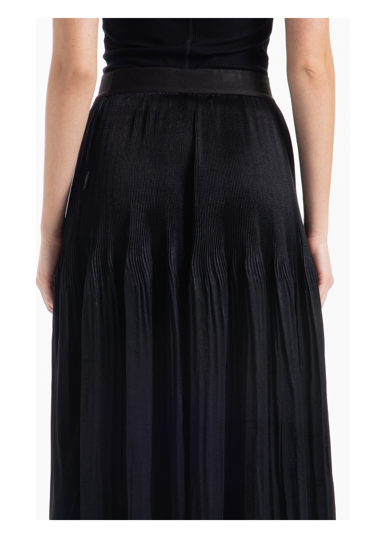 Saia Pleated Midi Preto