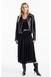 Saia Pleated Midi Preto