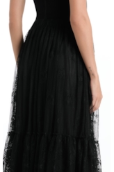 Saia Renda Bicos Lady Rock Midi Preto