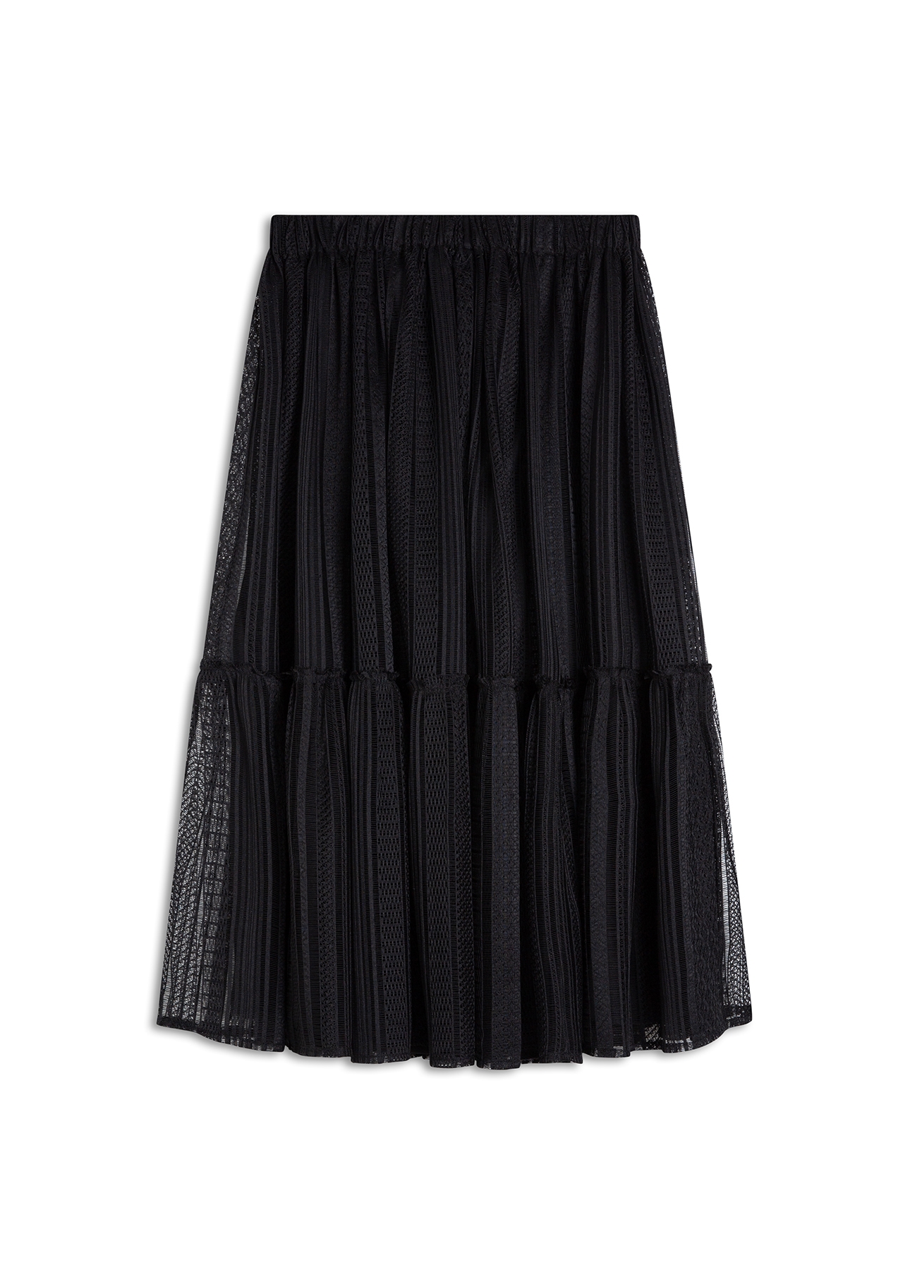 Saia Renda Bicos Lady Rock Midi Preto