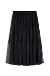 Saia Renda Bicos Lady Rock Midi Preto