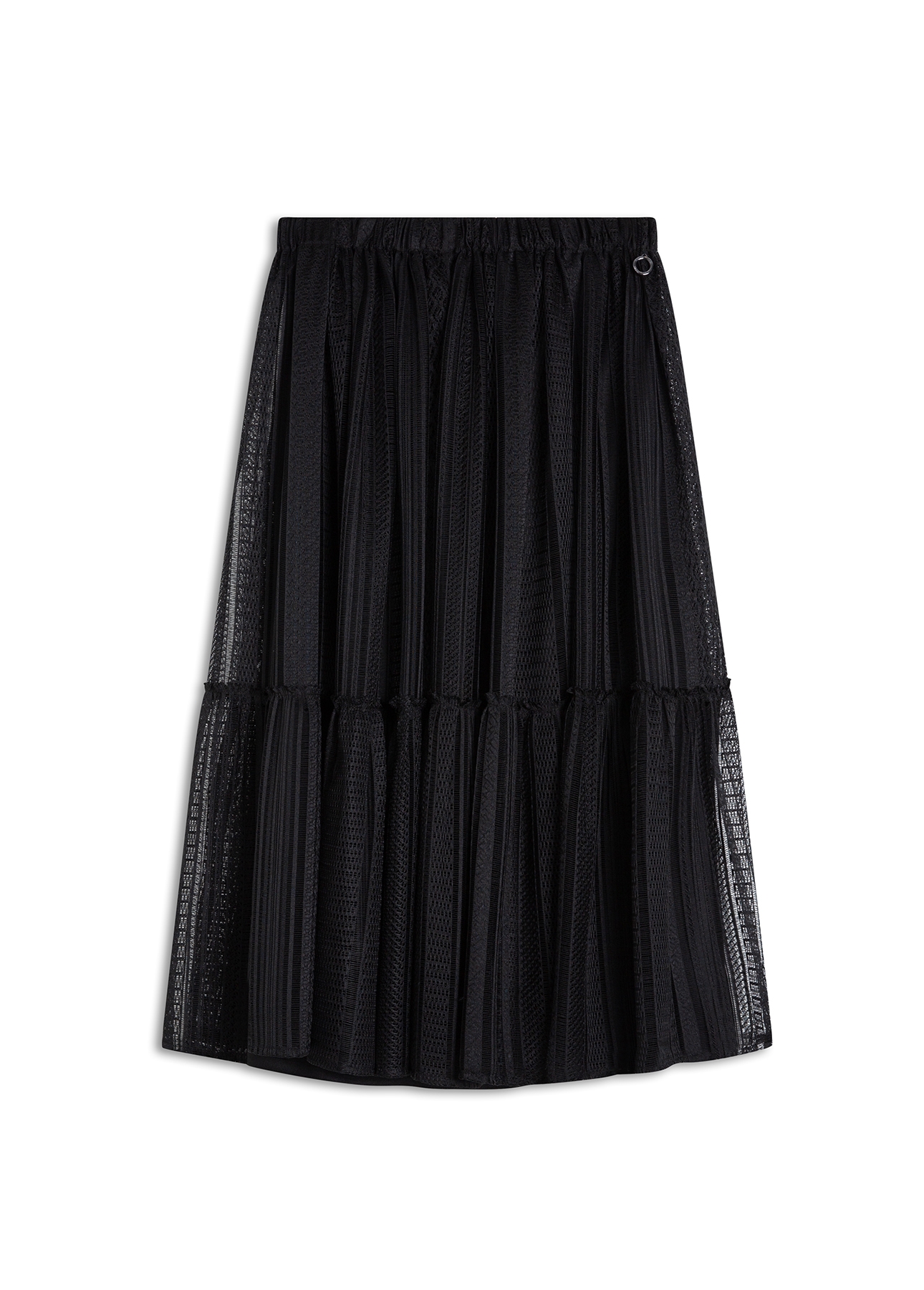 Saia Renda Bicos Lady Rock Midi Preto