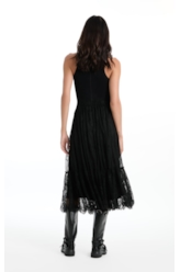Saia Renda Bicos Lady Rock Midi Preto