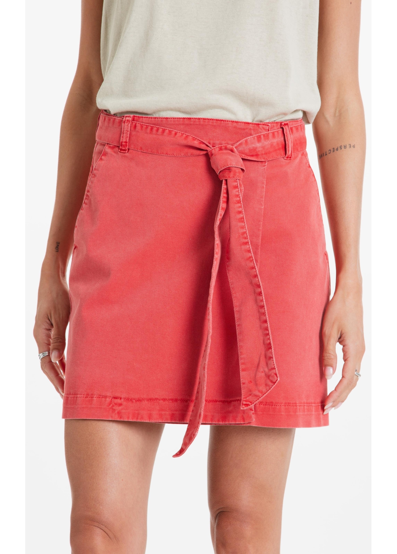 Saia Sarja Rain Envelope Transpasse Vermelho Claro
