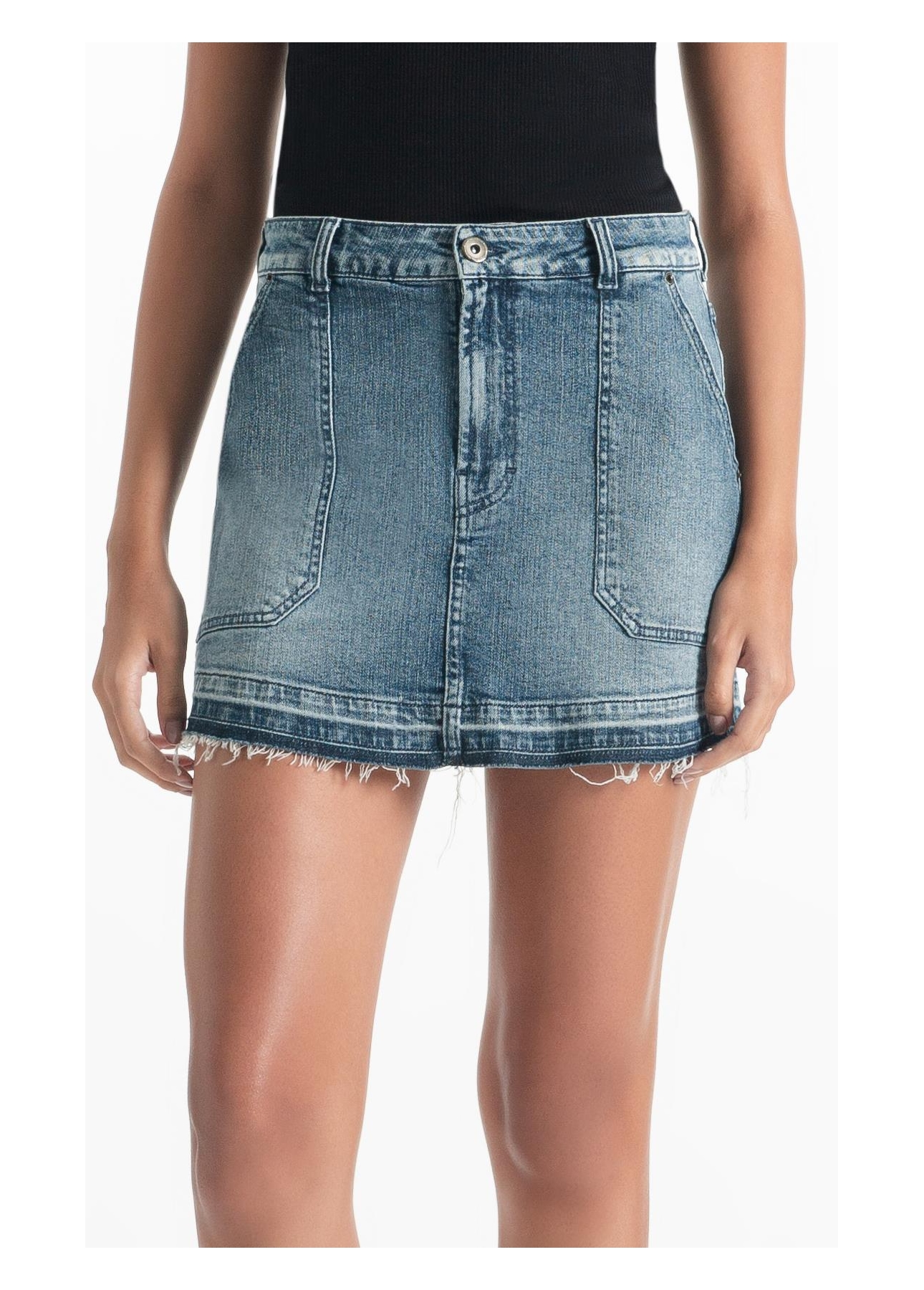 Saia Shorts Classic Denim Elas Carp Lav.Medio