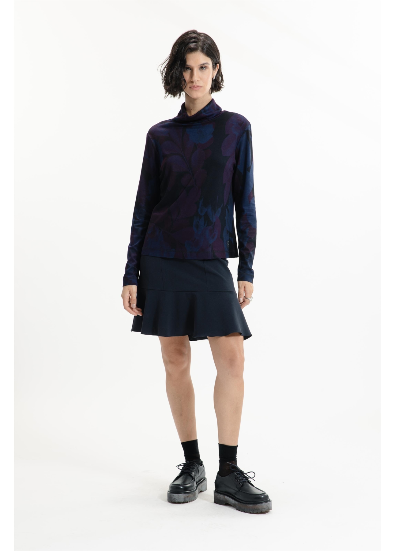 Saia Tailoring Ruffle Belt Like Mini Preto