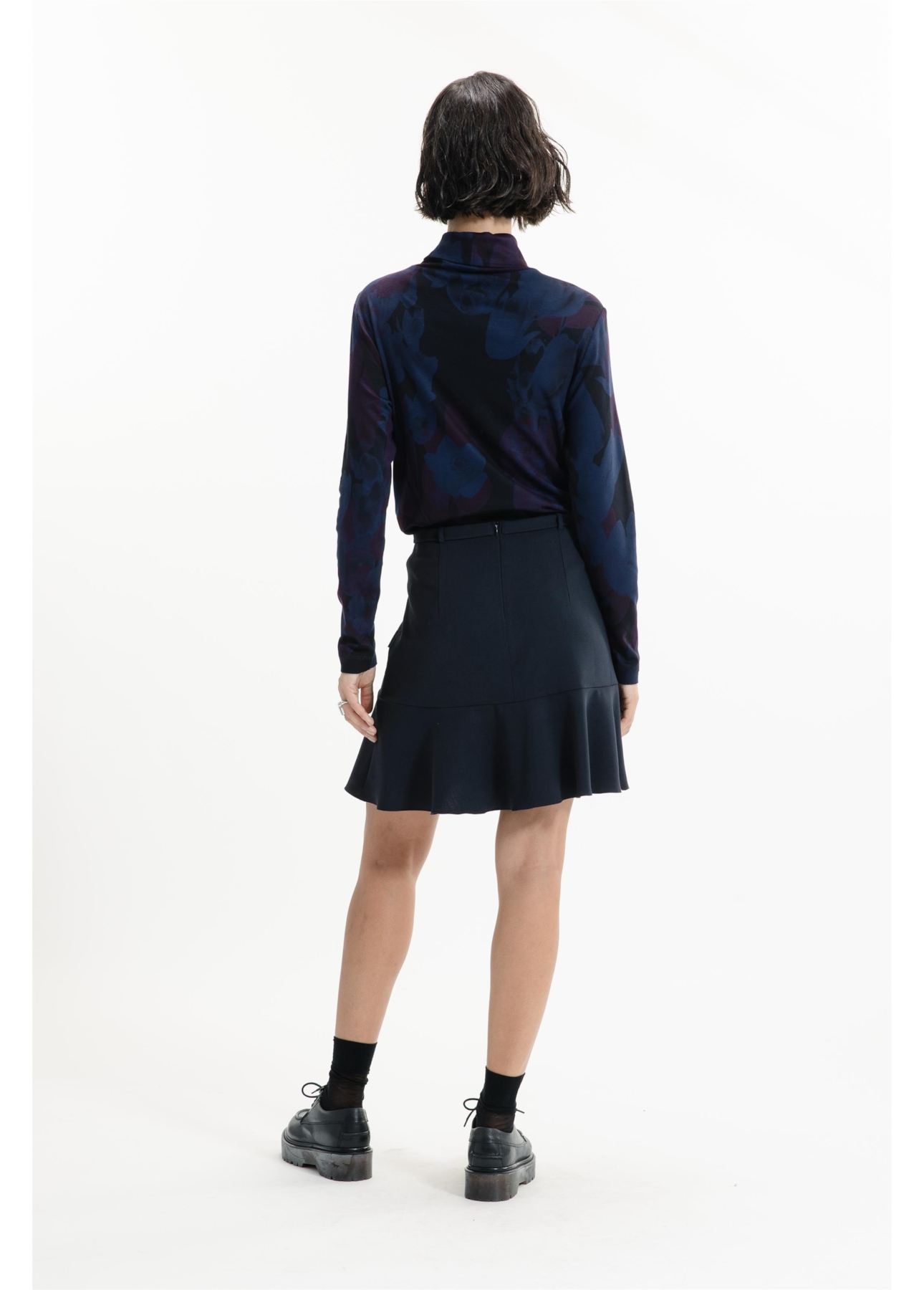 Saia Tailoring Ruffle Belt Like Mini Preto