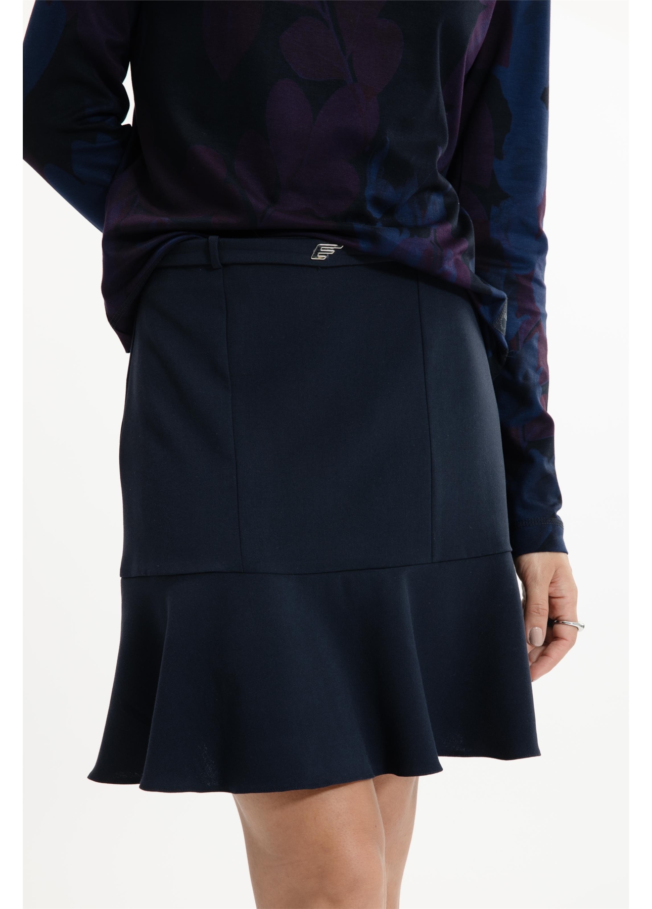 Saia Tailoring Ruffle Belt Like Mini Preto