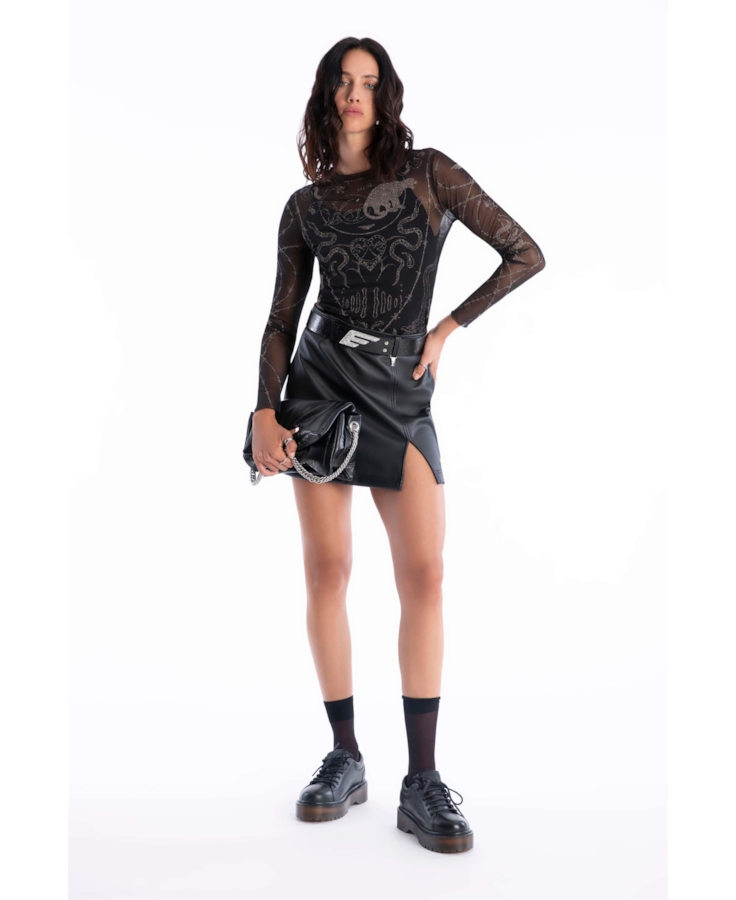Saia Techno Leather Mini Preto