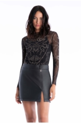Saia Techno Leather Mini Preto