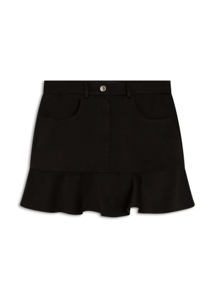 Saia Tencel Maxime Ruffle Preto
