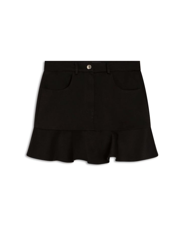 Saia Tencel Maxime Ruffle Preto
