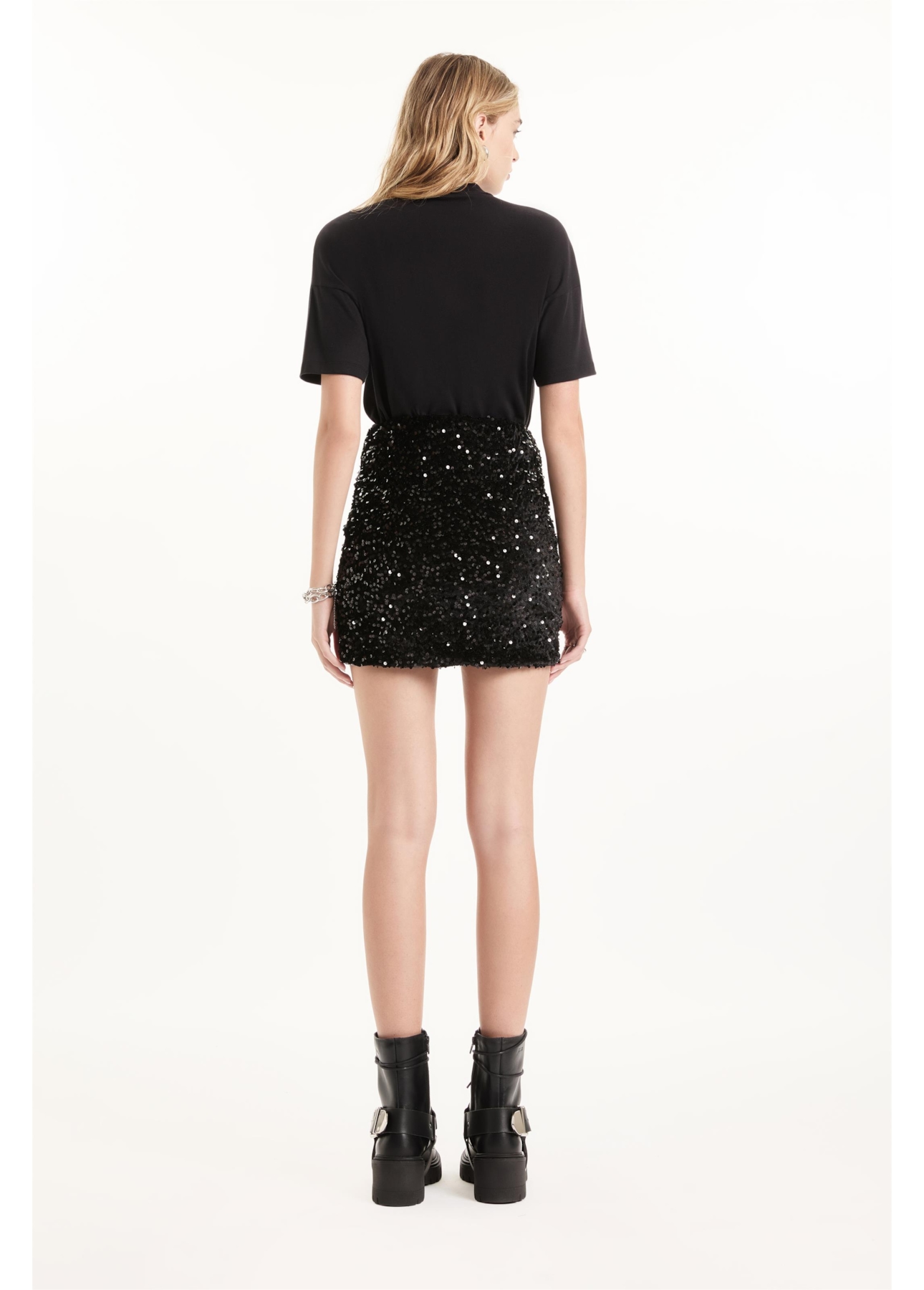 Saia  Velvet Paete Skirt Preto