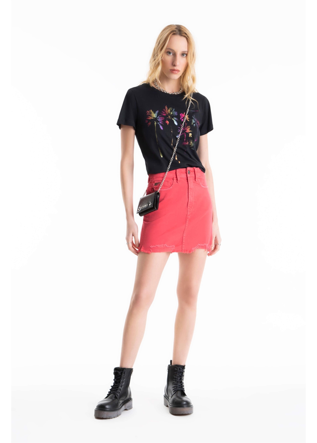 Saia Vintage Denim Color Zoe Destroyed Melancia