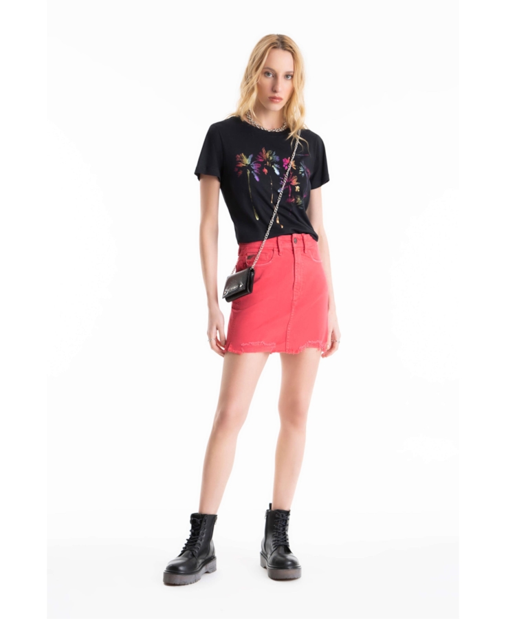 Saia Vintage Denim Color Zoe Destroyed Melancia