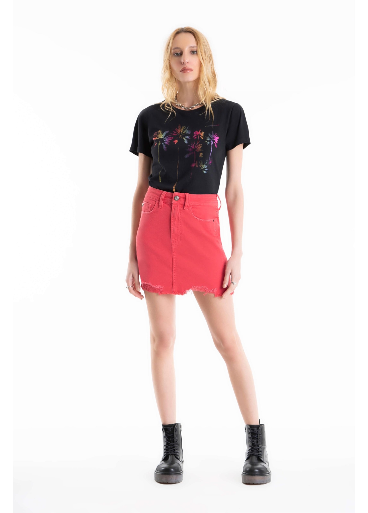 Saia Vintage Denim Color Zoe Destroyed Melancia
