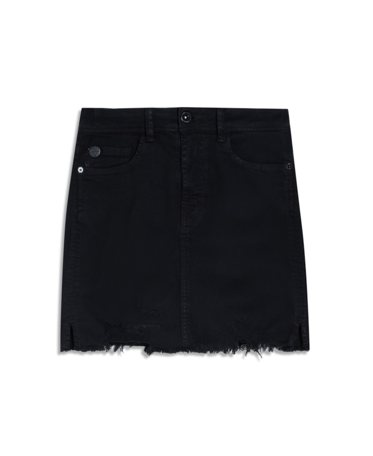 Saia Vintage Denim Color Zoe Destroyed Preto
