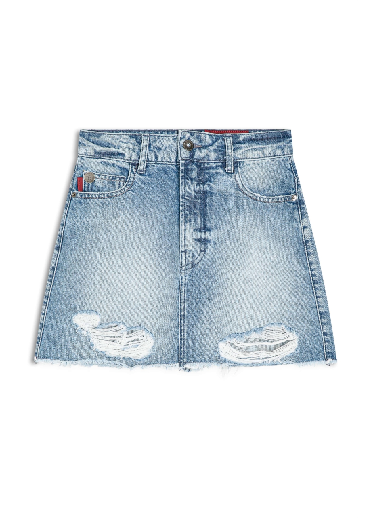Saia Vintage Denim Emma Lav.Claro C/ Puidos