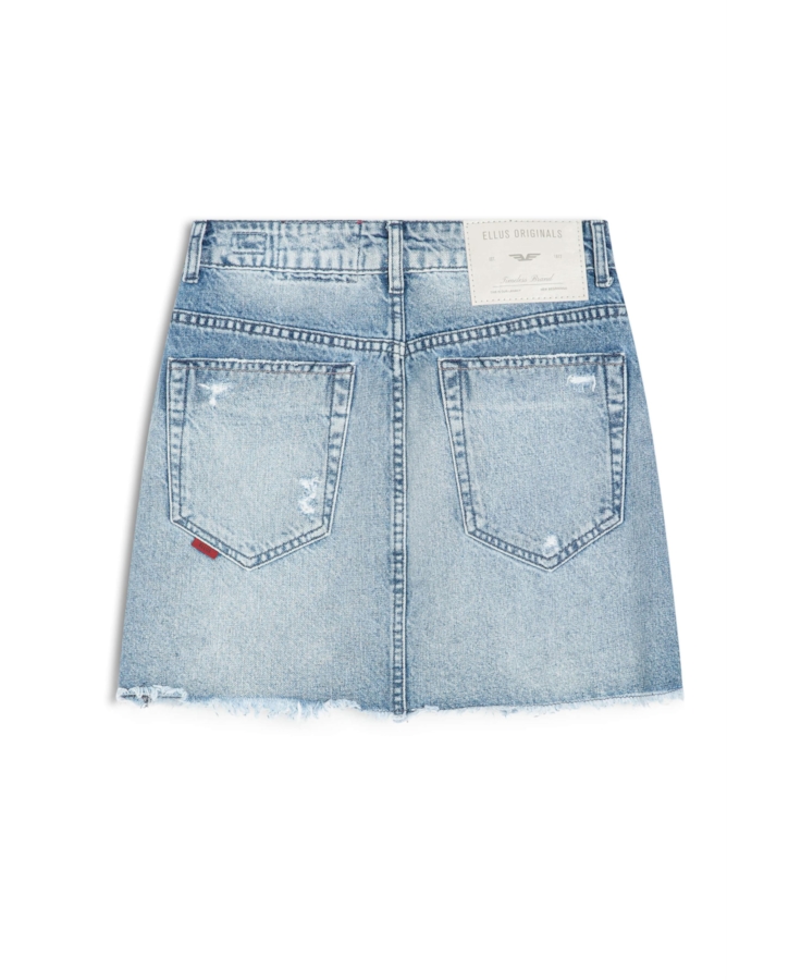 Saia Vintage Denim Emma Lav.Claro C/ Puidos