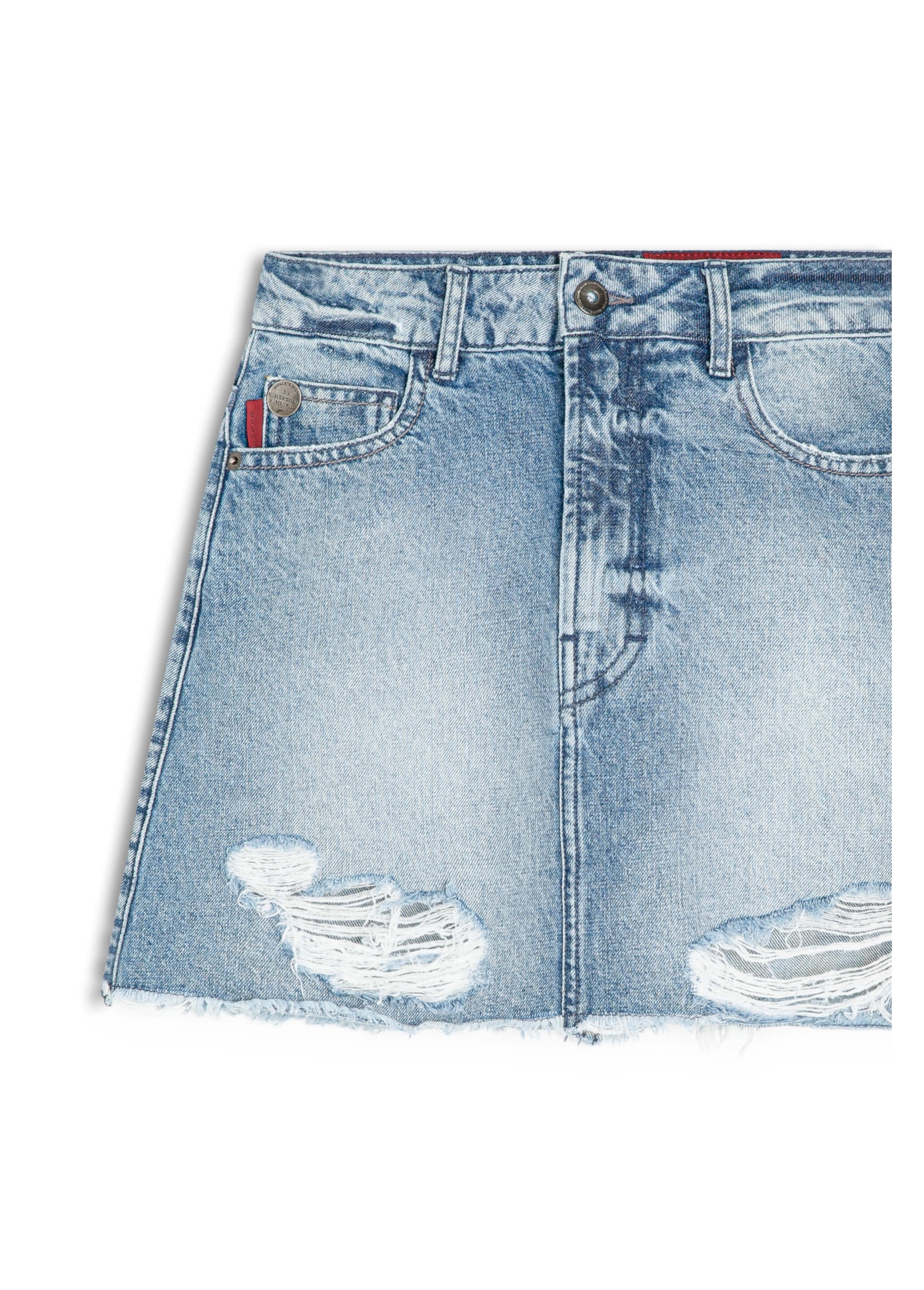 Saia Vintage Denim Emma Lav.Claro C/ Puidos