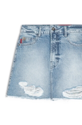 Saia Vintage Denim Emma Lav.Claro C/ Puidos