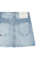 Saia Vintage Denim Emma Lav.Claro C/ Puidos