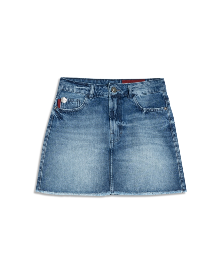 Saia Vintage Denim Emma Lav.Delave Com  Matiz