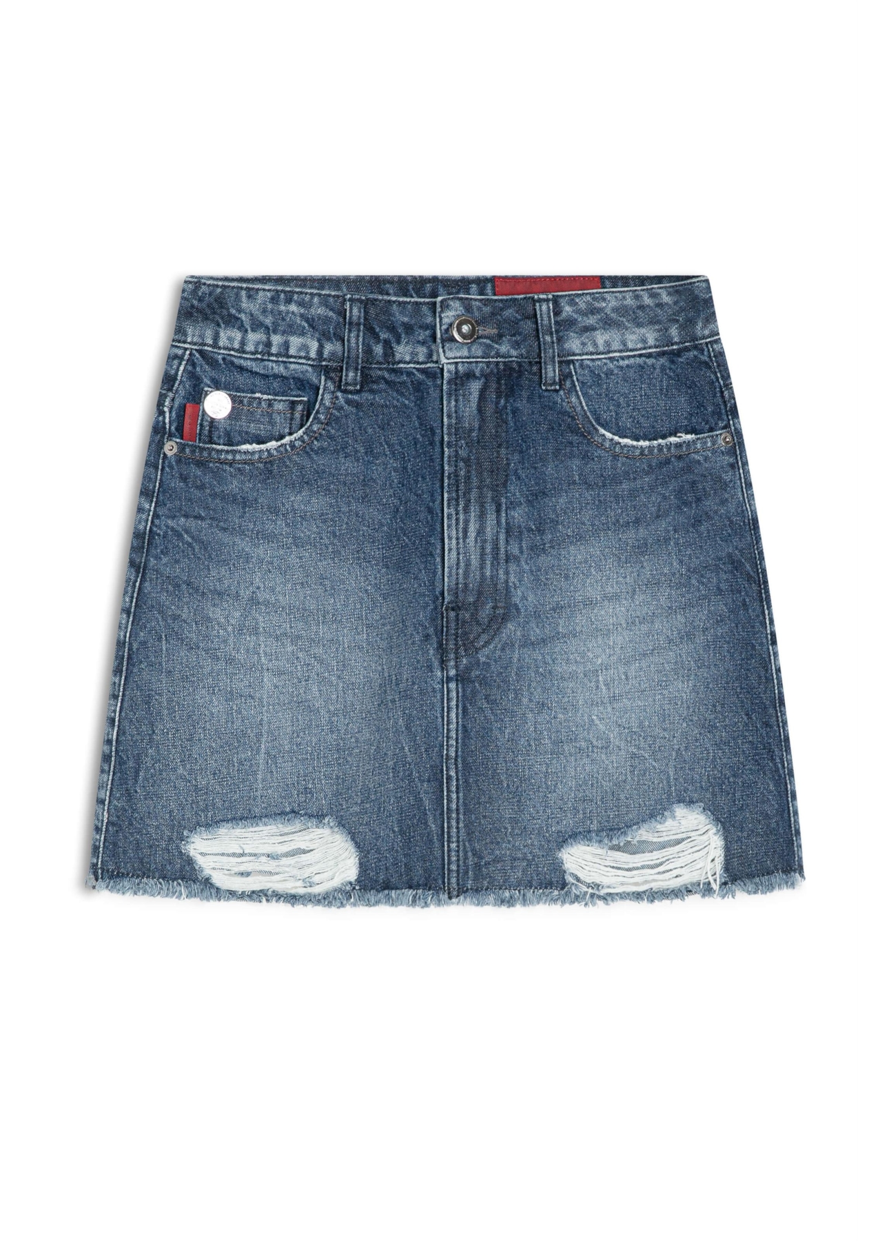 Saia Vintage Denim Emma Lav.Escuro C/ Puidos