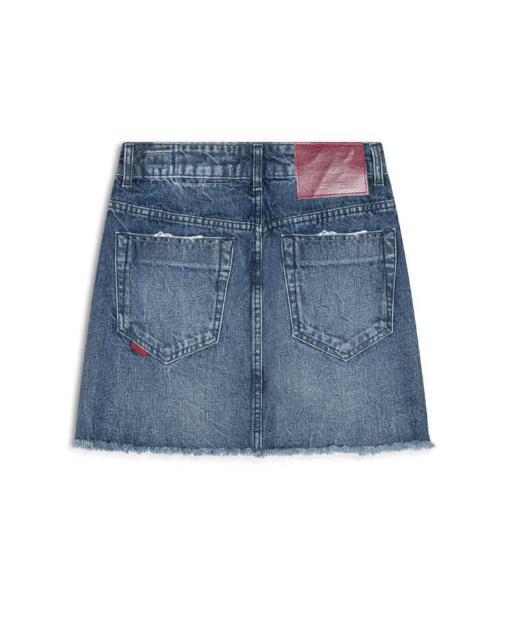 Saia Vintage Denim Emma Lav.Escuro C/ Puidos